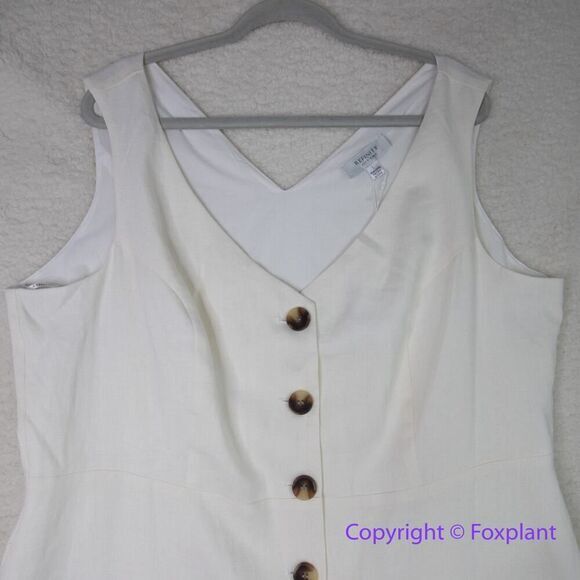 New! City Chic Refinity Dress 100% Linen‎ Button Up in off white, size L - Picture 5 of 16